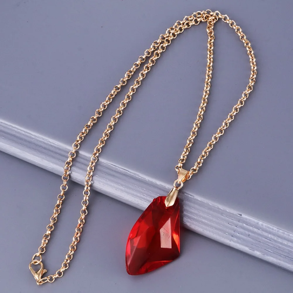 Movie Jewelry Simple Fashion Wizard Magic Stone Necklace Red Acrylic Pendant Jewelry Men and Women Party Accessories Gifts