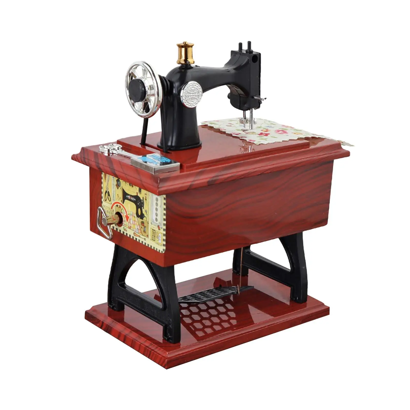 Vintage Sewing Music Box, Mechanical Music Box, Retro Decorative Wind up Music Box for Spring Festival Office Birthday Home,