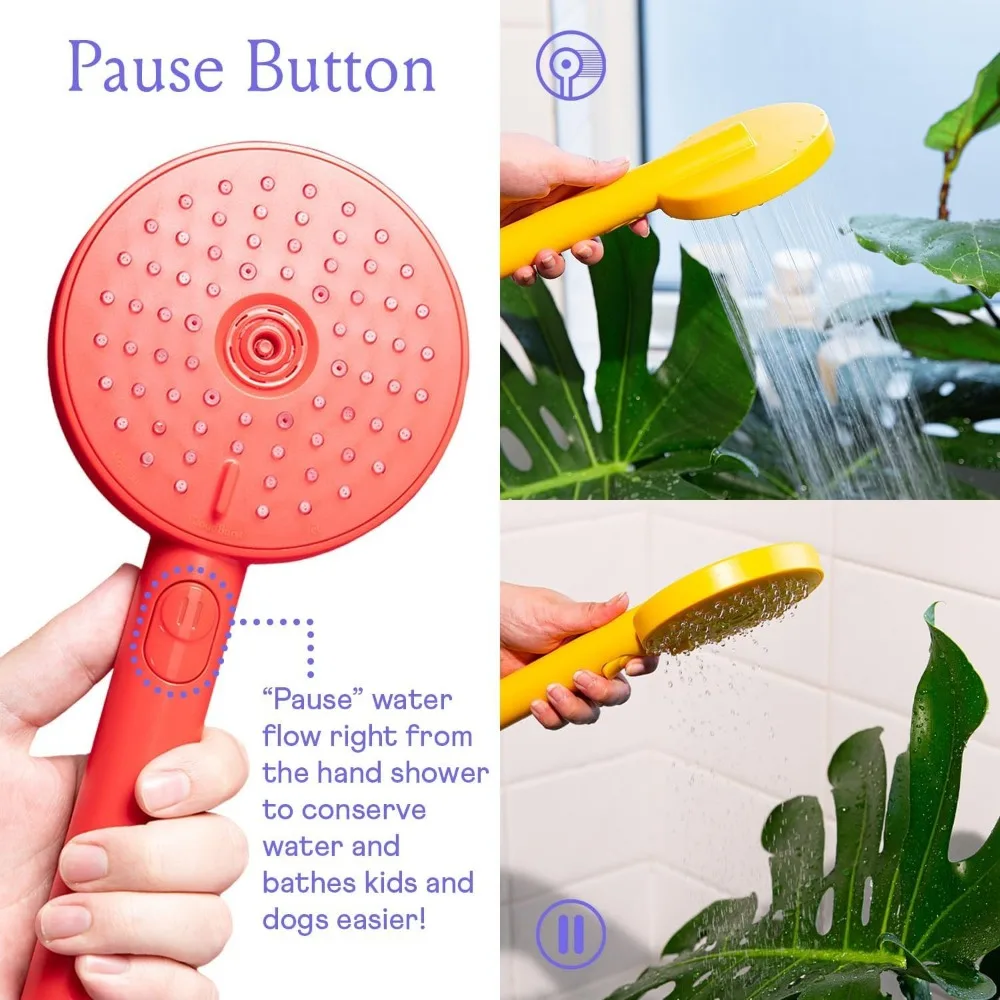 Sproos - Cabeça de chuveiro portátil, alta pressão, 3 funções de spray mais pausa, mangueira extra longa de 70 polegadas - Materiais ecológicos - E