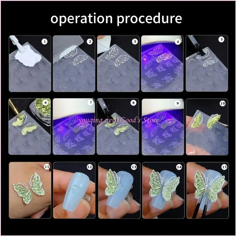 57QA Flexible Silicone Carving Mold Various Size Butterfly Embossing Stamping Mold Decorative Template Tool