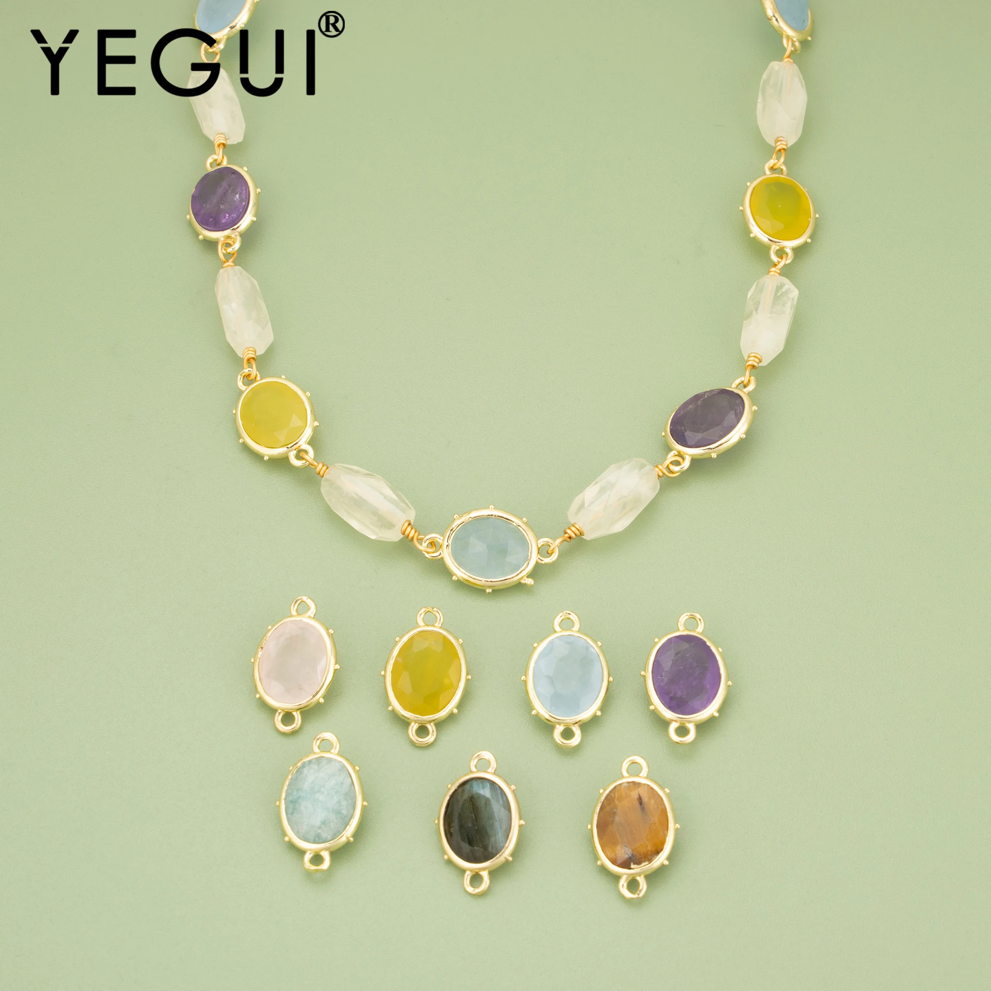YEGUI,4pcs/lot,MI17,jewelry accessories,18k gold plated,copper,natural stone,jewelry making,hand made,diy pendants