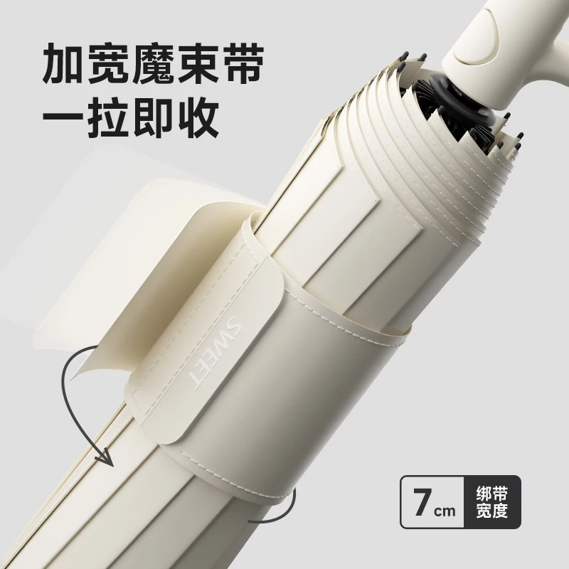 Zuodu Fully Automatic Rain and Sun Umbrella with Ring Buckle, Portable and Reinforced with 3+2 Ribs