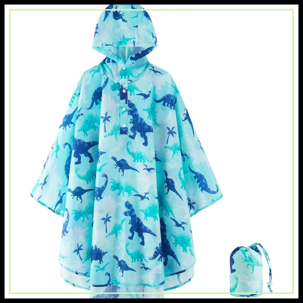

Lightweight Rain Poncho, Waterproof Reusable Hooded Poncho, Rain Jacket for Boys and Girls