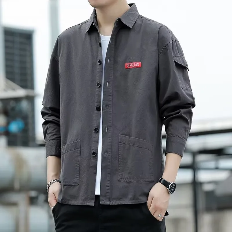 Trendy Men's Denim Jacket Loose Workwear Anti-Scalding Welding for Construction Site Wear Multiple Pockets Autumn Work Uniform