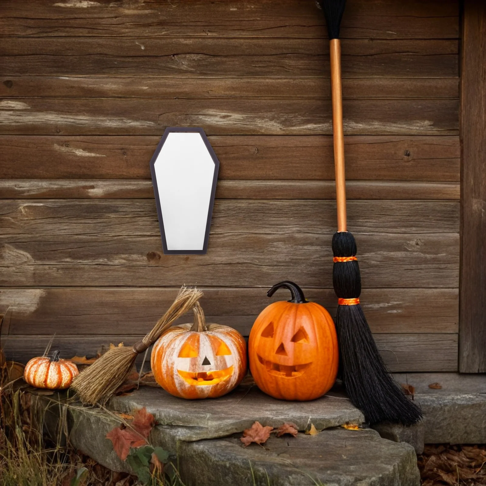 

2Pcs Halloween Mirror Wall Decals Gothic Wooden Stick-on Mirror Sheets Peel and Stick Decor for Home Interior Spaces