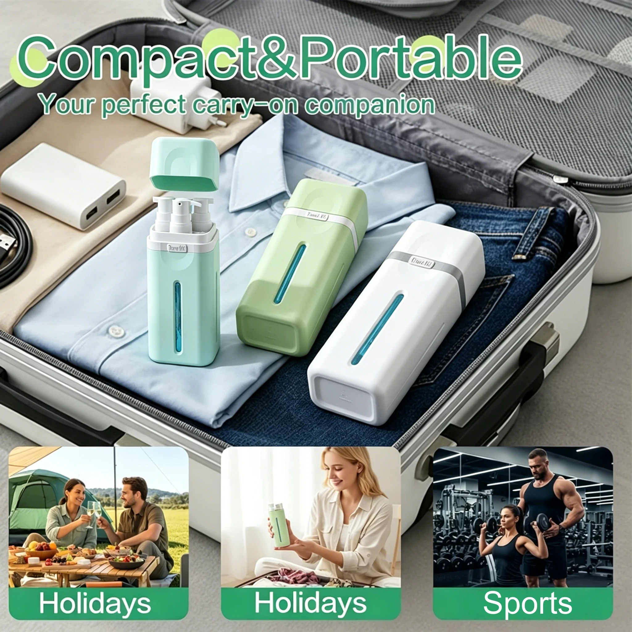 4 in 1 Travel Dispenser Bottle, Travel Bottles for Toiletries, Refillable, Leak Proof, Portable, for Travel, Camping  JJ1916