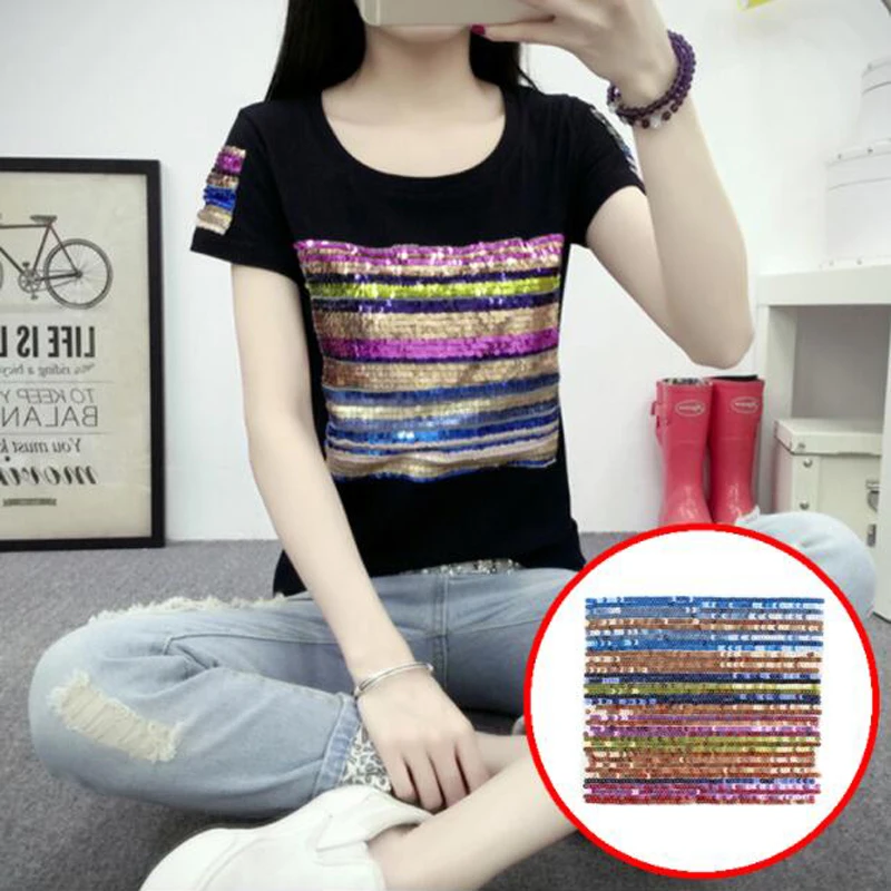 Fashion T shirt Women sequins Patches For Clothing Design Patch 3D T Shirt Mens Christmas Gift Stickers