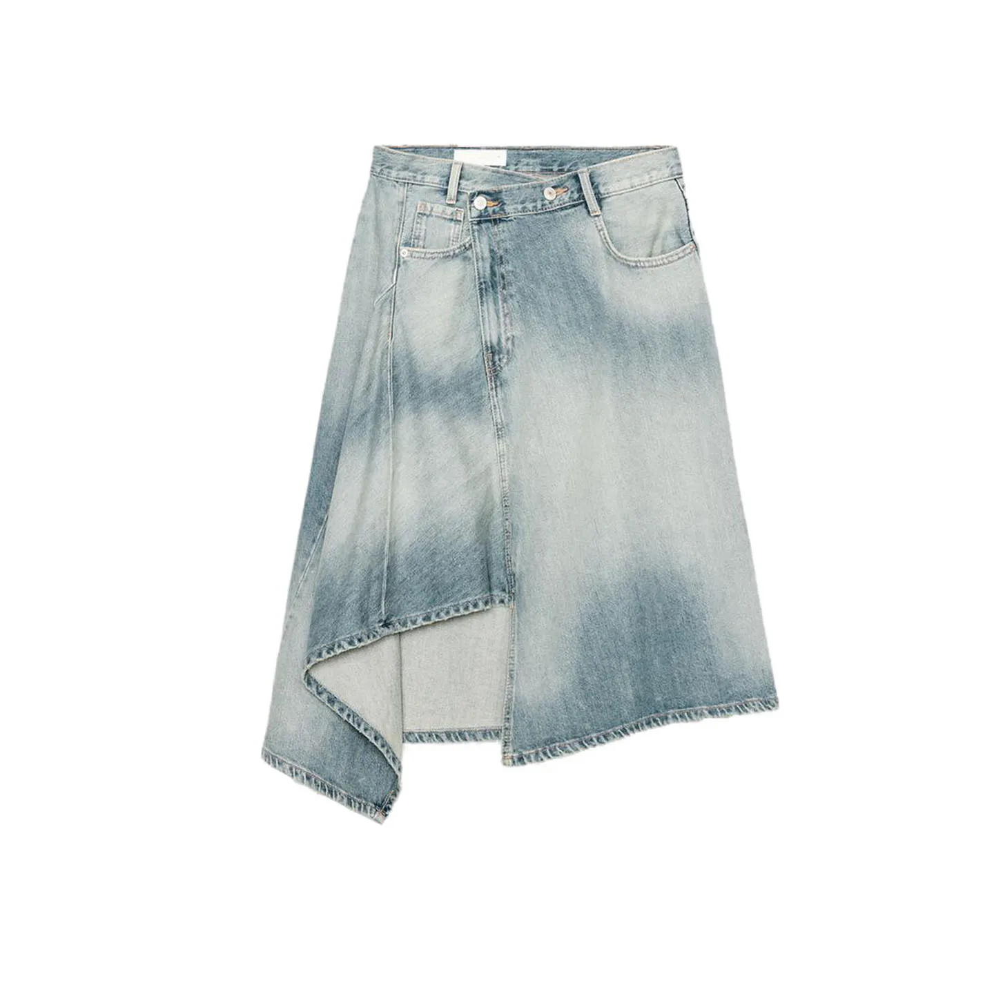 

Новая осенняя женская двубортная джинсовая юбка-миди с асимметричным подолом средней талии, повседневная юбка-стойка из полиэфирного волокна