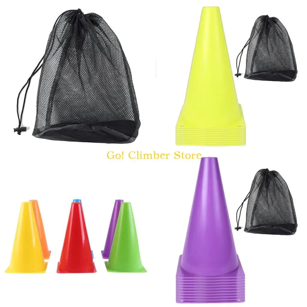 

Q84C 10Pcs Plastic Agilitys Cone Football Training Maker Bucket Field Skating Marker Soccer Training Marker Obstacle Cone