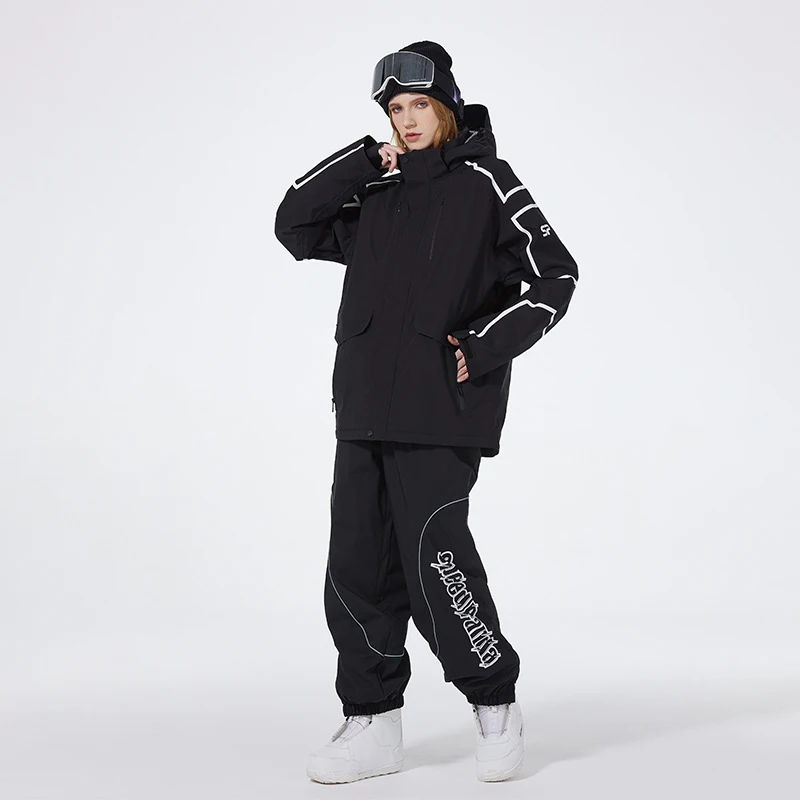 Conjuntos de Snowboard de montaña para hombre y mujer, chaqueta con capucha, pantalones, trajes de esquí impermeables, chándal de nieve alpino, deportes al aire libre, Invierno