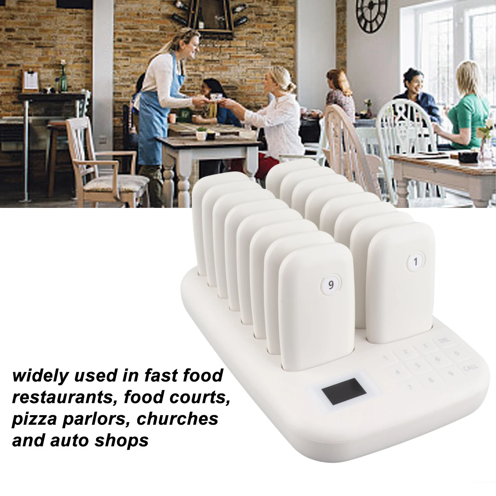 Pager System for Restraunt Wireless Calling System 16 Pagers 546yd  2 Working Modes Touch Control Restaurant Pager
