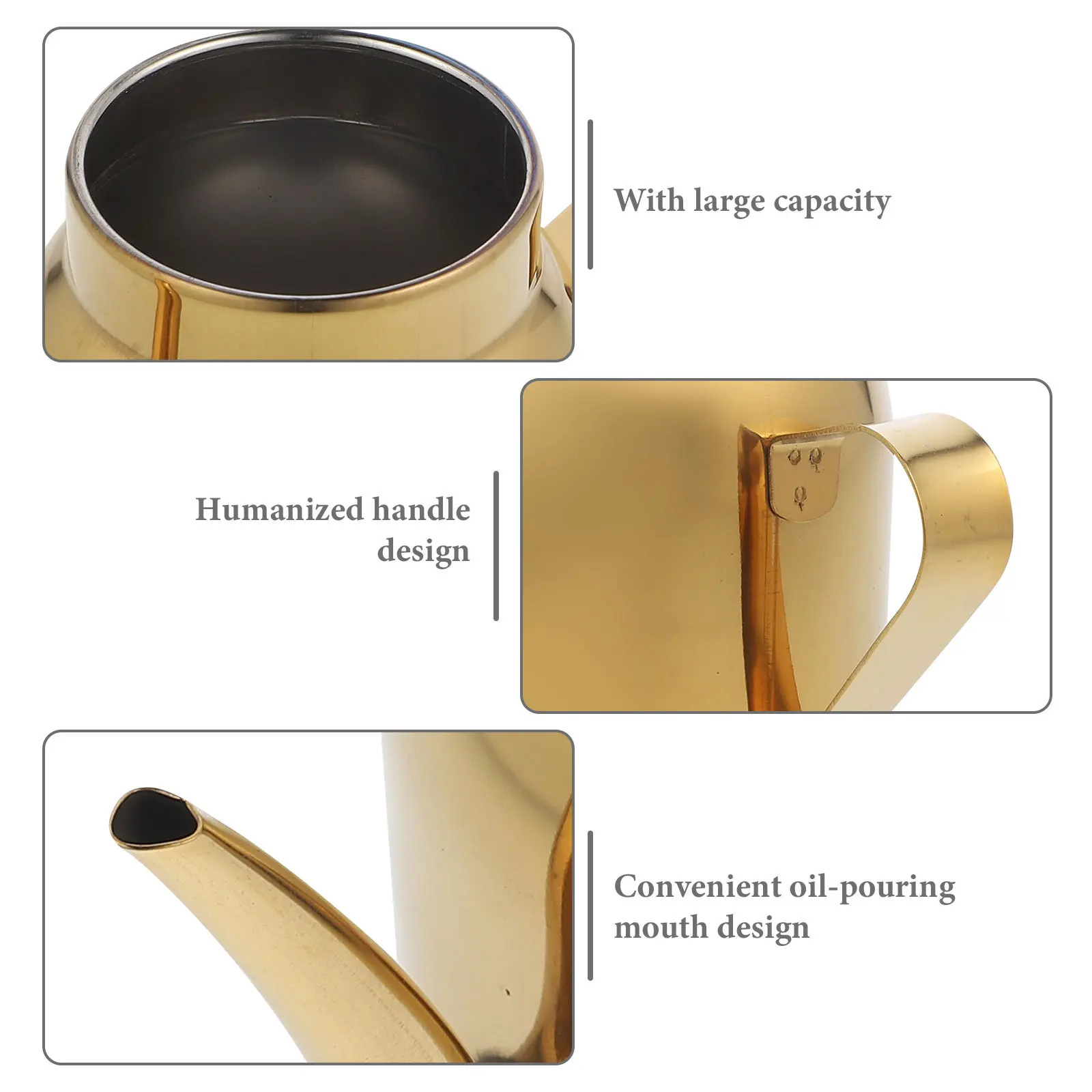 

1pc Stainless Steel Storage Pot Kitchen Grease Jug With Easy Pour Spout Heat Resistant Handle Cooking Oil Dispenser Household