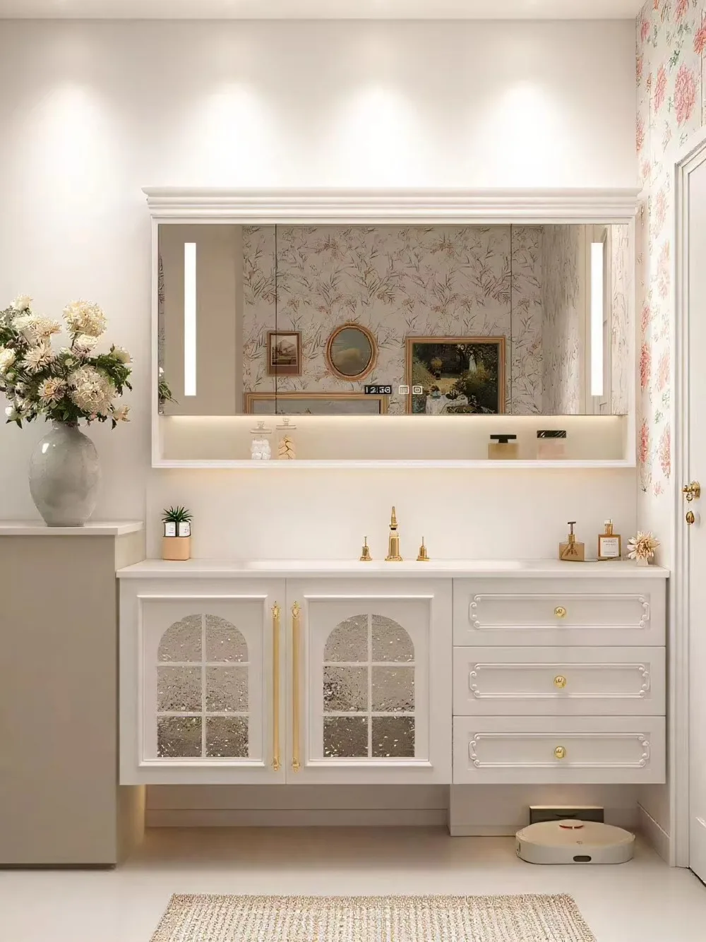Custom Wall Mounted PVC Floating Bathroom Vanity, Single Sink Ceramic  Modern Luxury Vanities for Hotel Villa Project