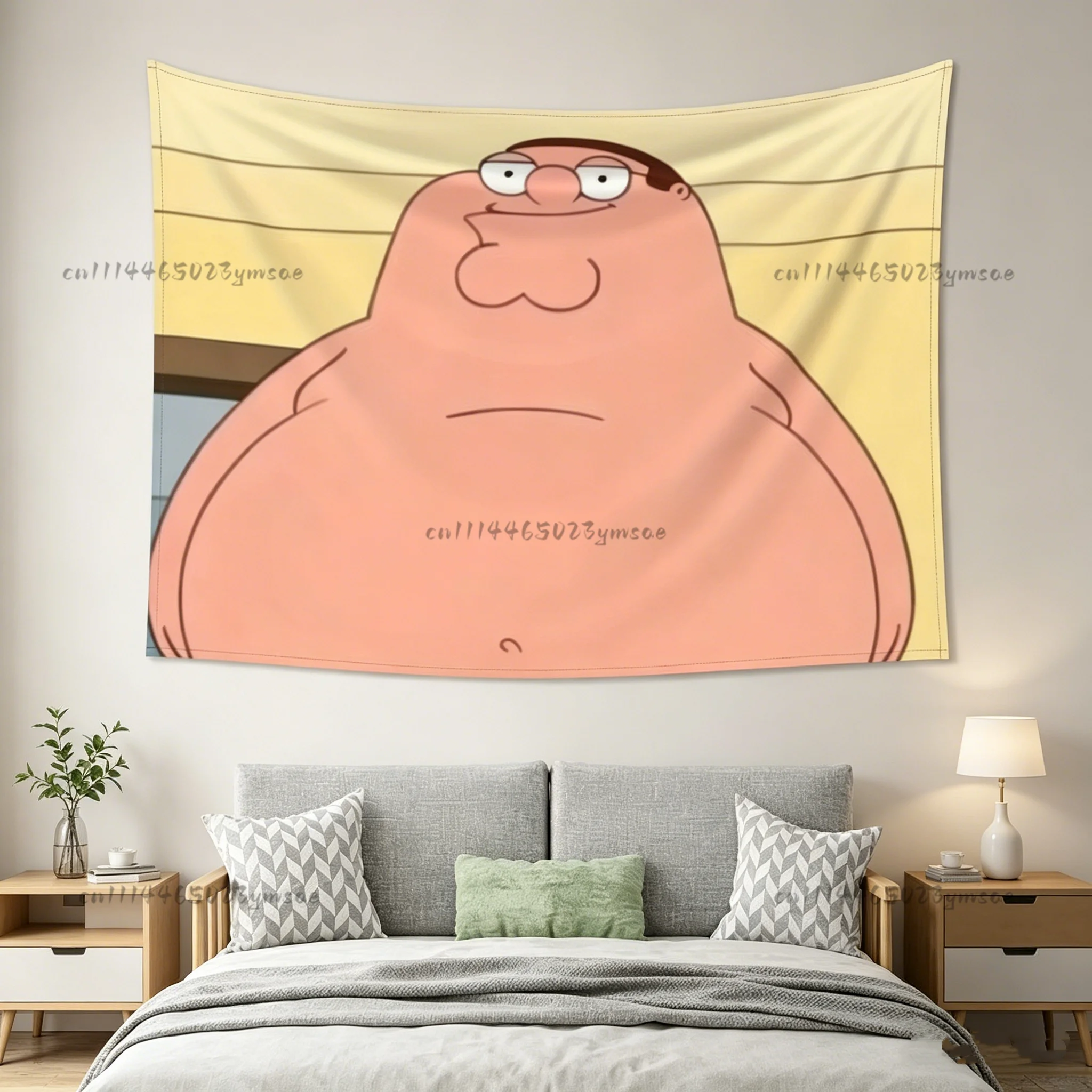 Funny Tapestry Family Guy Peter Griffin Tapestry Funny Cartoon Character Wall Hanging with Meme Flags Elements for Bedroom Decor