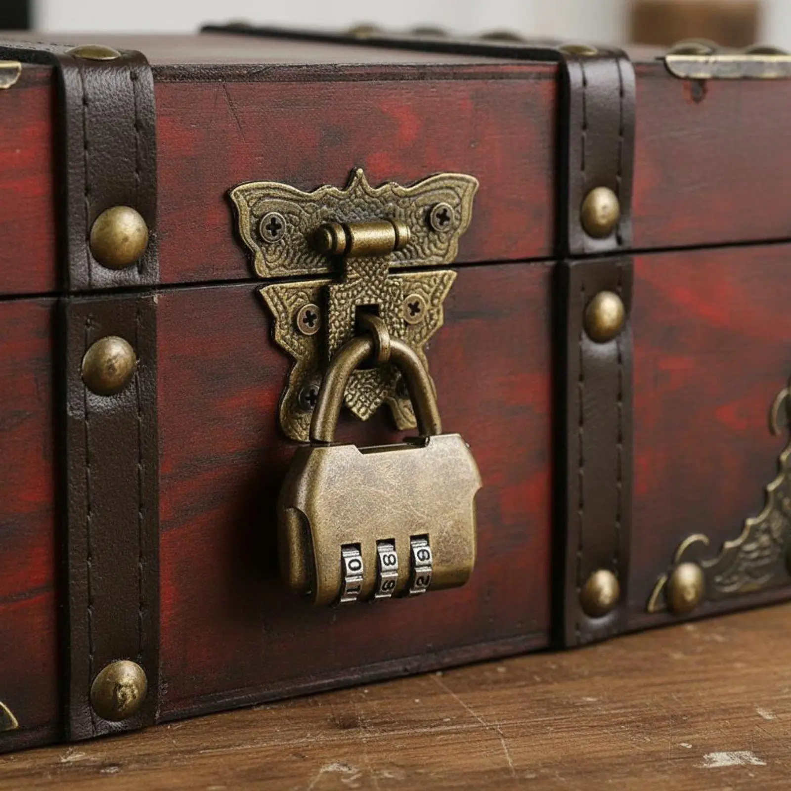 Handcrafted Wood Alloy Storage Trunk for Jewelry Notebooks and Small Treasures with Vintage Charm