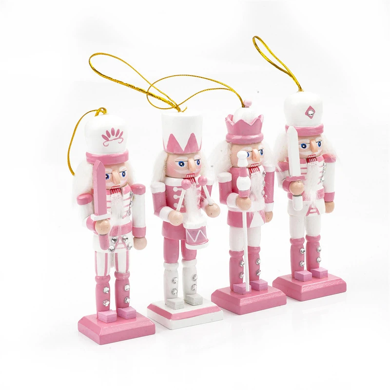 12cm Nutcracker Miniatures Pink Series Nutcracker Puppet Ornaments Desktop Decoration Cartoons Walnuts Soldiers Band Dolls