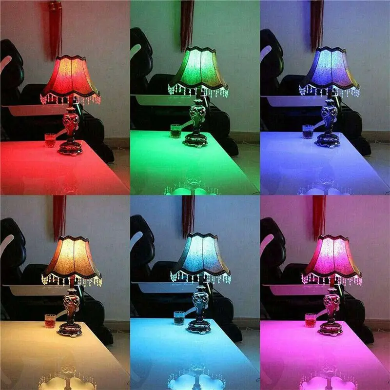HLZS-2X 3W Smart E14 RGB LED Colorful Change Color Bulb With 24 Candle Remote Control Button Milky Lampshade