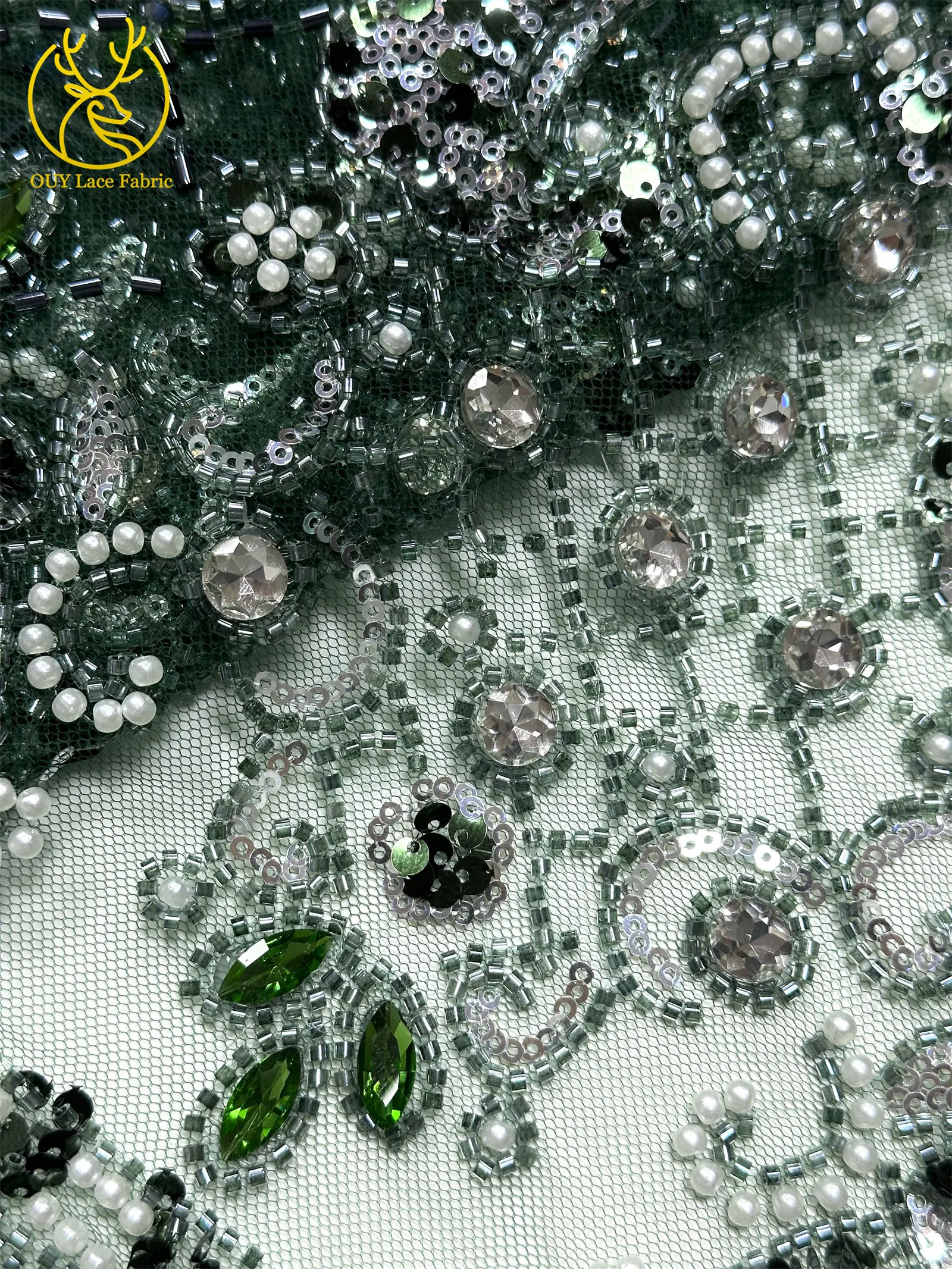 Lila afrikanischer Edelstein-Perlen-Spitzenstoff 2026 Luxuriöser französischer Pailletten-Spitzenstoff für Damen Brautkleid Hochzeitskleid Nähen 5 Yards – Detail 23