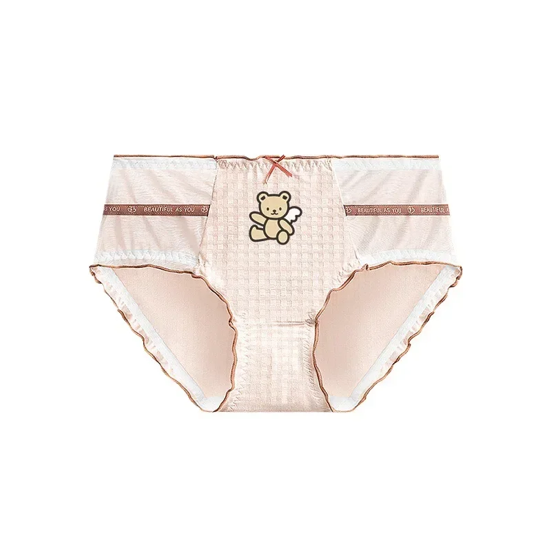 Kawaii Cartoon Hello Kitty Kuromi Cinnamoroll Tartan Panties Women Underwear Skin-friendly Soft Cute Cotton Large Size Briefs