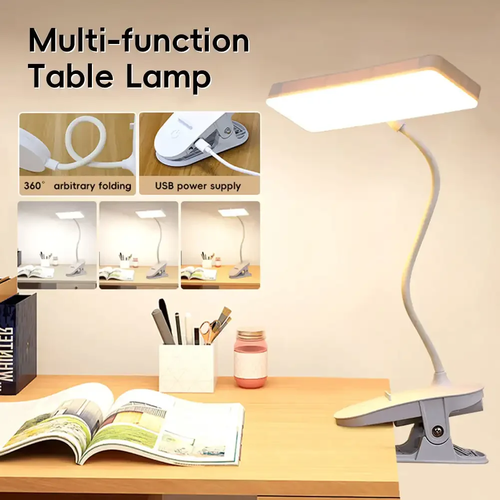 Led Table Lamp USB Rechargeable Night Light With Folding Clamp Study Stand Read Lamp Touch 3 Modes Dimming Eye Protection Light