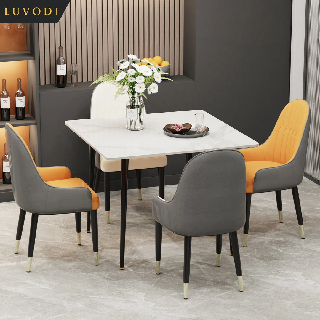 LUVODI 80cm Square Dining Table, Modern Kitchen Table with Metal Legs, Small Dining Room Table for Living Room, Coffee Shop and Restaurant