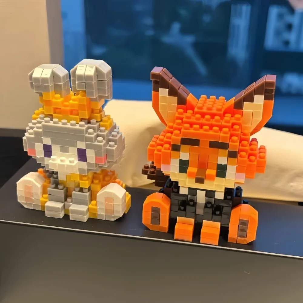 Blocs de construction Disney Zootopia, Nick Wilde, Judith Laverne, modèle d'assemblage amusant, kit d'ornement, poupée, jouets de puzzle pour garçons