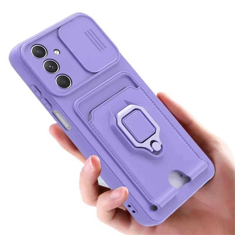 

Push Window Card Slot Case For Samsung A56 A55 A54 A35 A15 A25 A34 A14 A24 A53 A33 A13 A73 A52S Ring Holder Magnetic Phone Cover