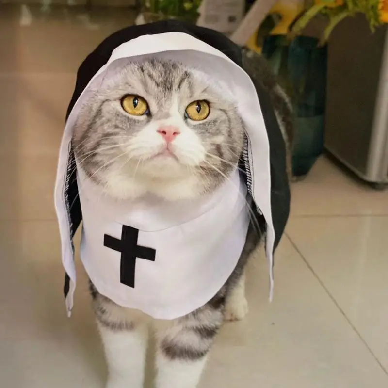 Dog Nun Costume Halloween Cosplay Nun Costume Funny Dog Costume Sister Habit Pet Cloth Cute Dress Up Pet Costume For Small Cats