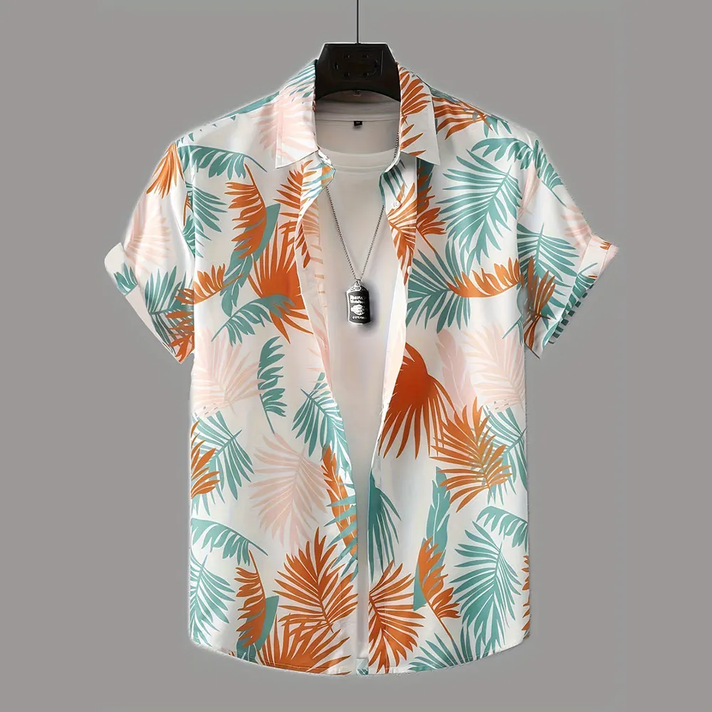 Camicia da uomo moda camicia con stampa astratta camicia Casual da uomo a maniche corte con risvolto abbottonatura Top camicia estiva hawaiana Casual da vacanza