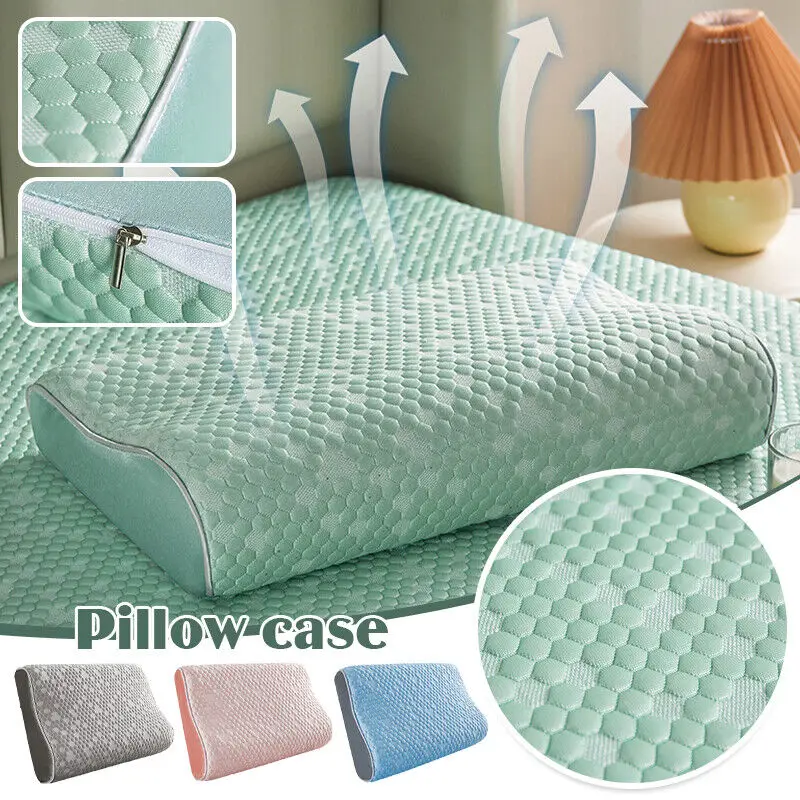 Latex Pillow Cover Case Memory Foam Latex Pillow Case Summer Cool Feeling Bean Mesh Honeycomb Cool Mat (Without Pillow)