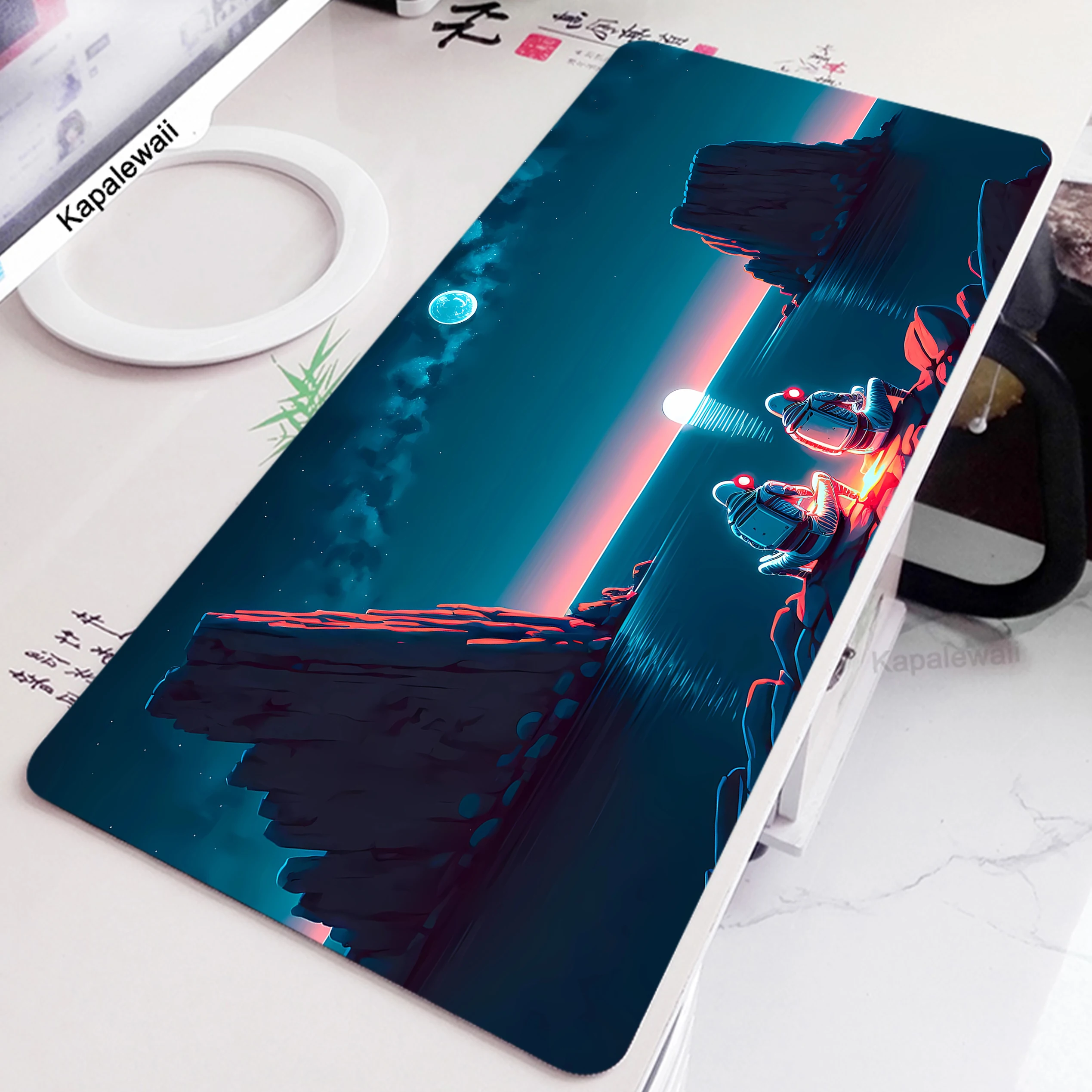 Stranded Astronaut Mouse Pad Large Samurai Warrior Mousepad Gaming Setup Accessories Kayboard Pads Office Deskmat Rubber Carpet