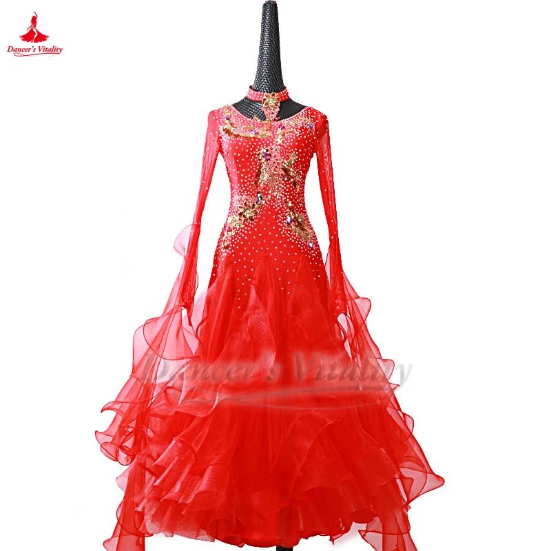 Standard Social Dance High-end AB Stones Dresses Adult Women Waltz Foxtrot Tango Quickstep Competition Clothing Customized Size