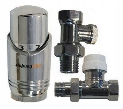Rechte thermostaatset voor radiatoren, chroom