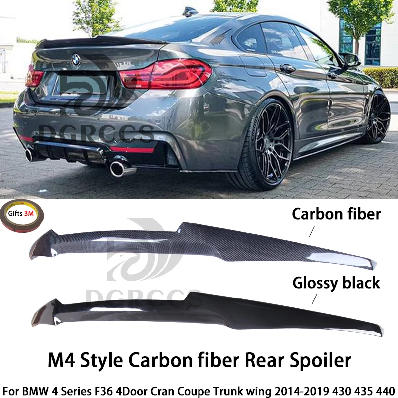 

BMW 4 Series F36 4Door Cran Coupe M4 Style Carbon fiber Rear Spoiler Trunk wing 2014-2019 430 435 440 Carbon fiber Glossy black