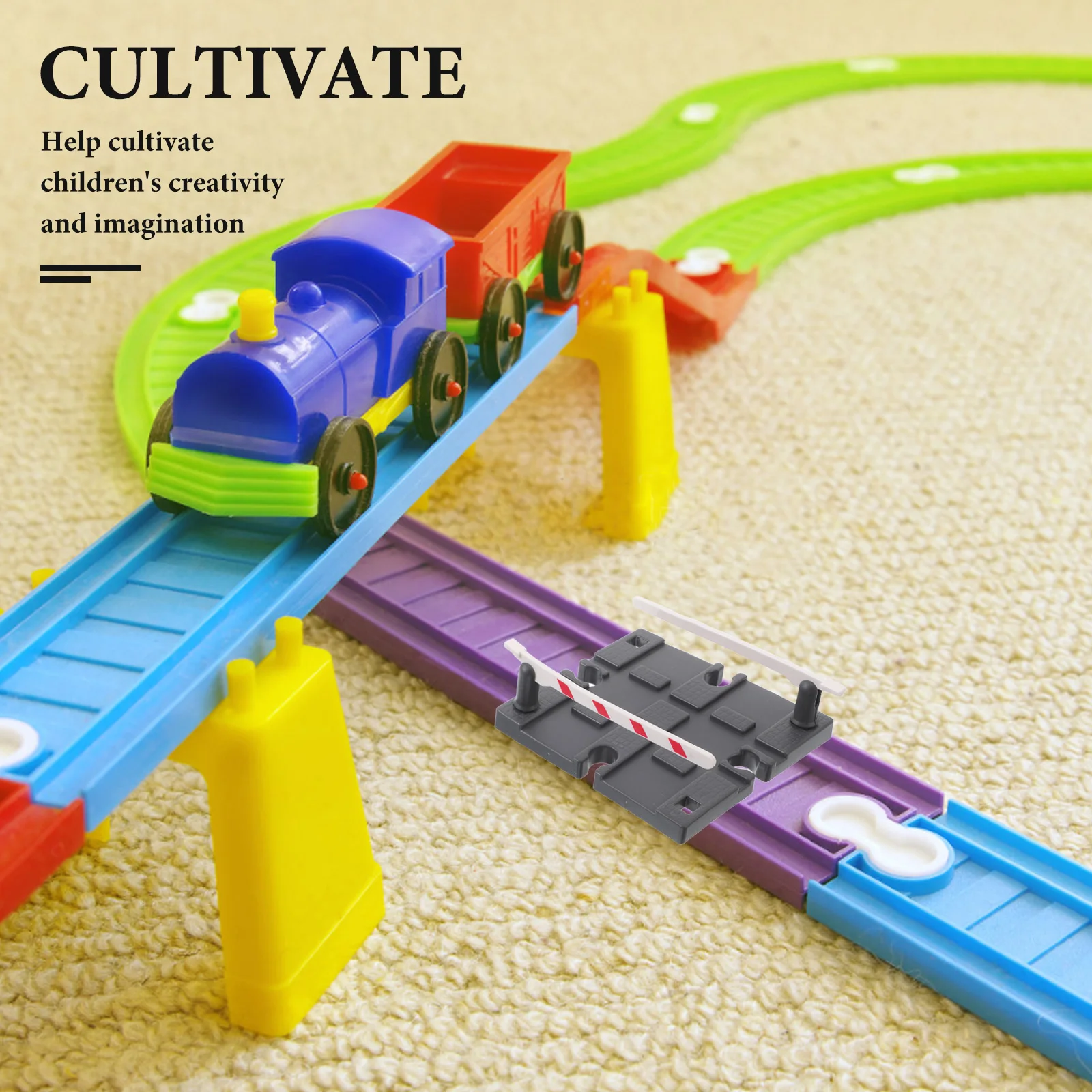 2 Pcs Train Track Barrier Diy Railings and Barriers Puzzle Railway Expansion Accessories