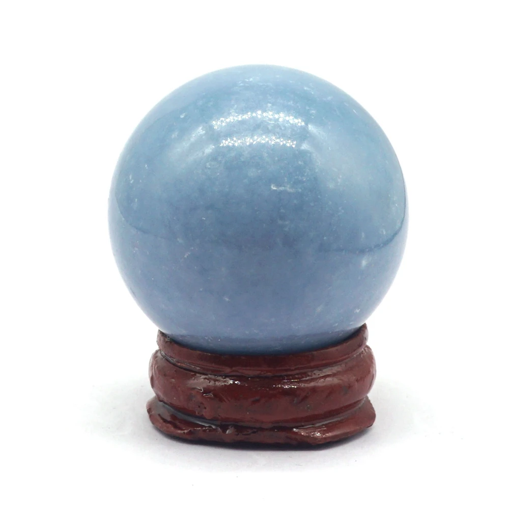 39mm Natural Crystal Stones Blue Angelite Sphere Balls Chakra Reiki Healing Massage Globe Home Decor Ornament