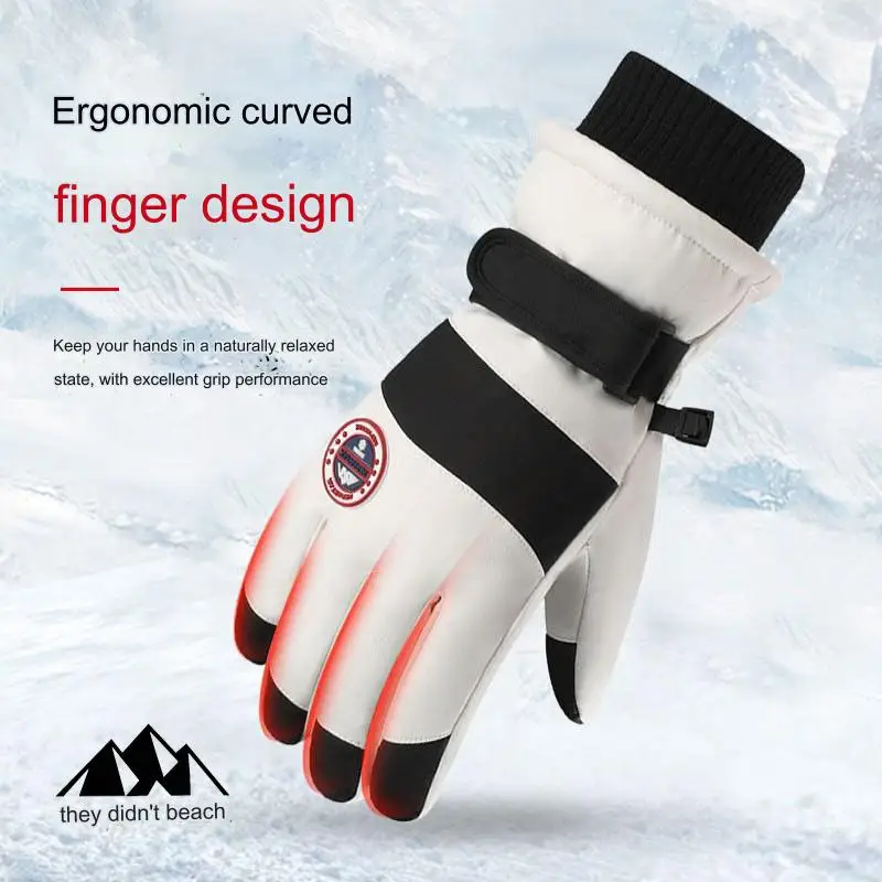 Ski gloves windproof waterproof outdoor riding motorbike winter padded thickened warm split-finger gloves