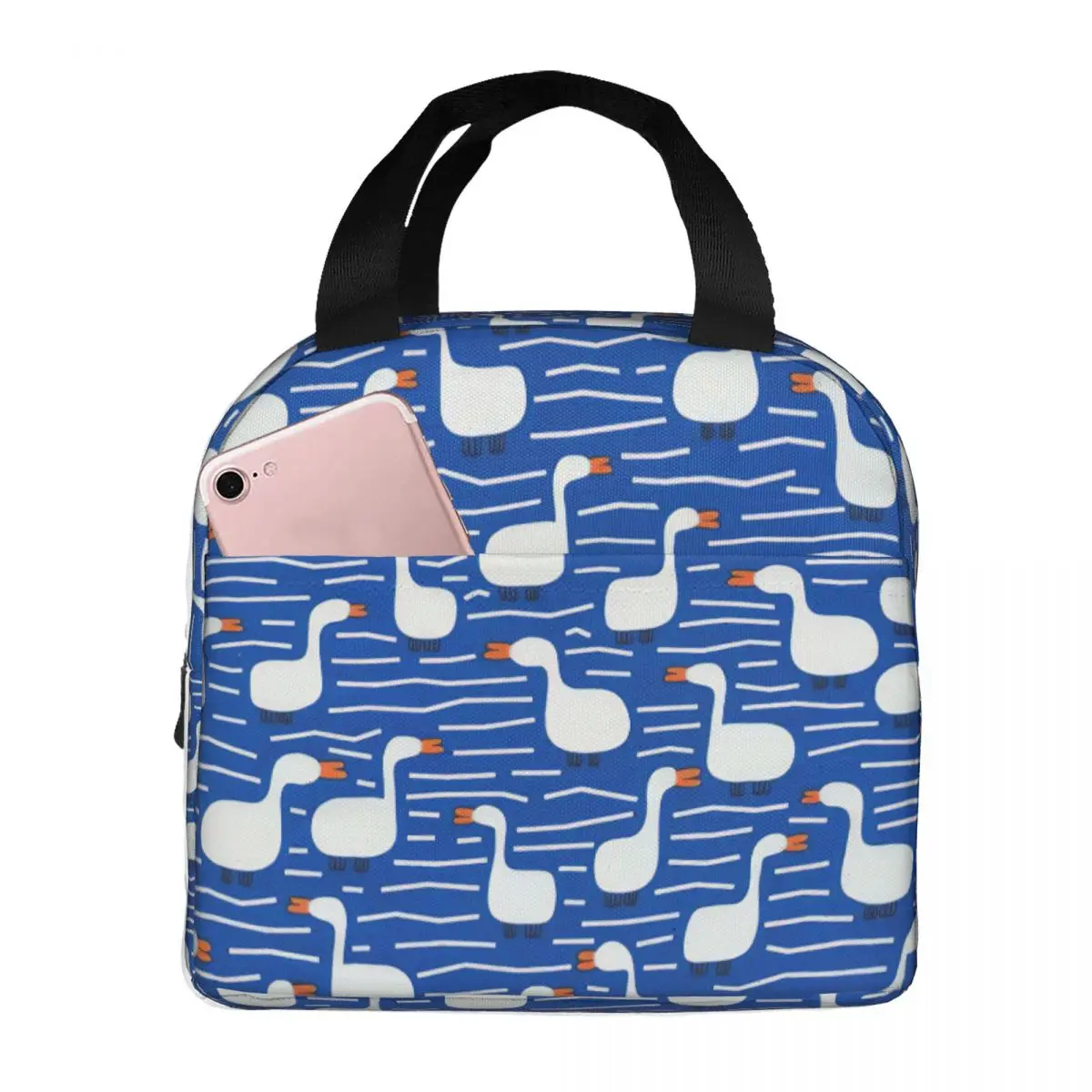 Eend Geïsoleerde Lunchtas Thermische Tas Herbruikbare Schattige Cartoon Draagbare Draagtas Lunchbox Food Bag Werk Buiten