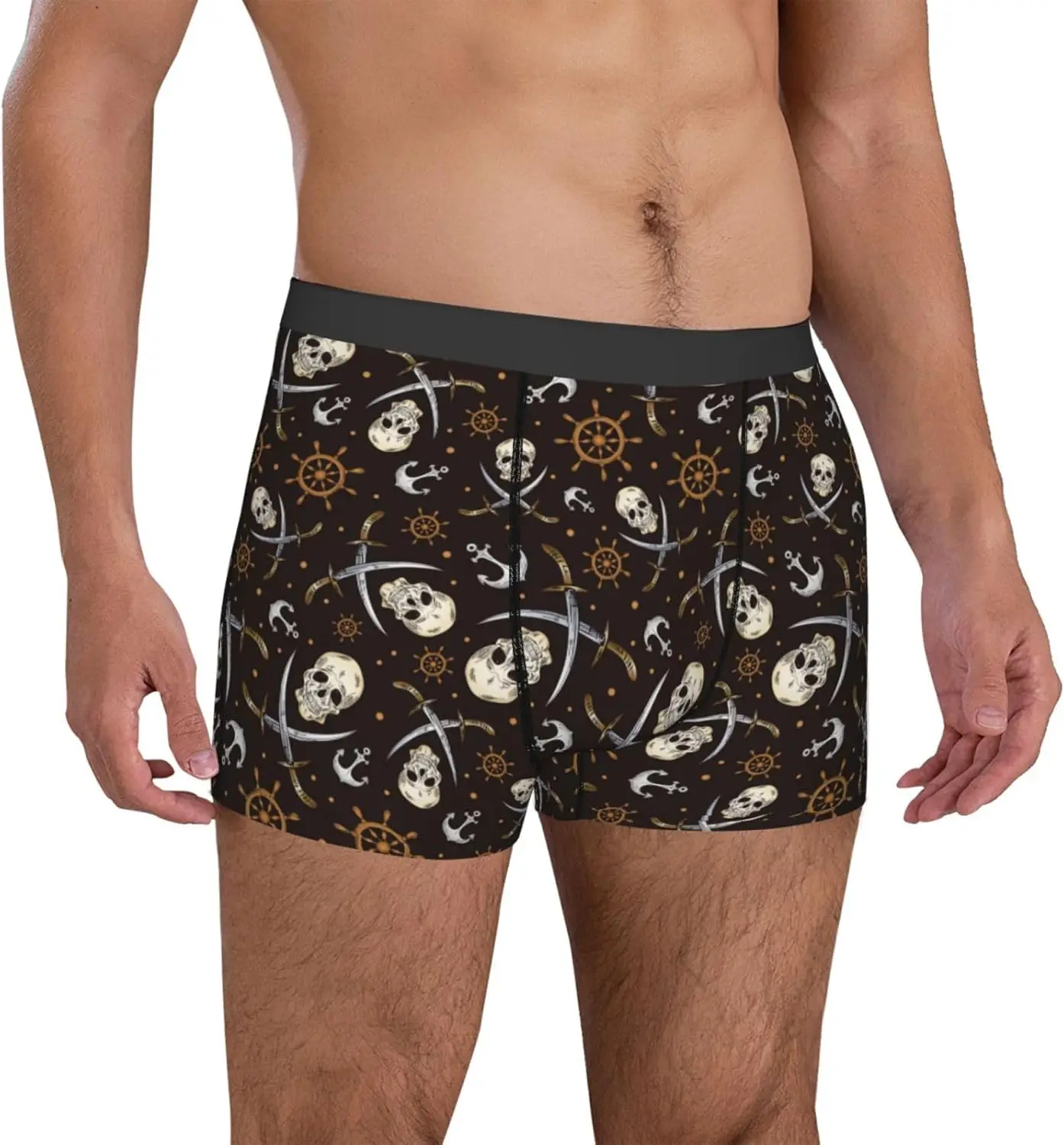 

Mens Underwear Boxer Briefs - Pirate Skulls Breathable Men's Boxer Briefs With Flex Waistband