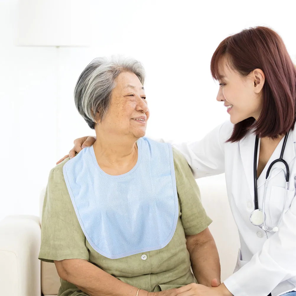 

2Pcs Adjustable Waterproof Adult Bib for Elderly Eating Protection Stain-Free Clothing Protector Portable Saliva Towel Reusable