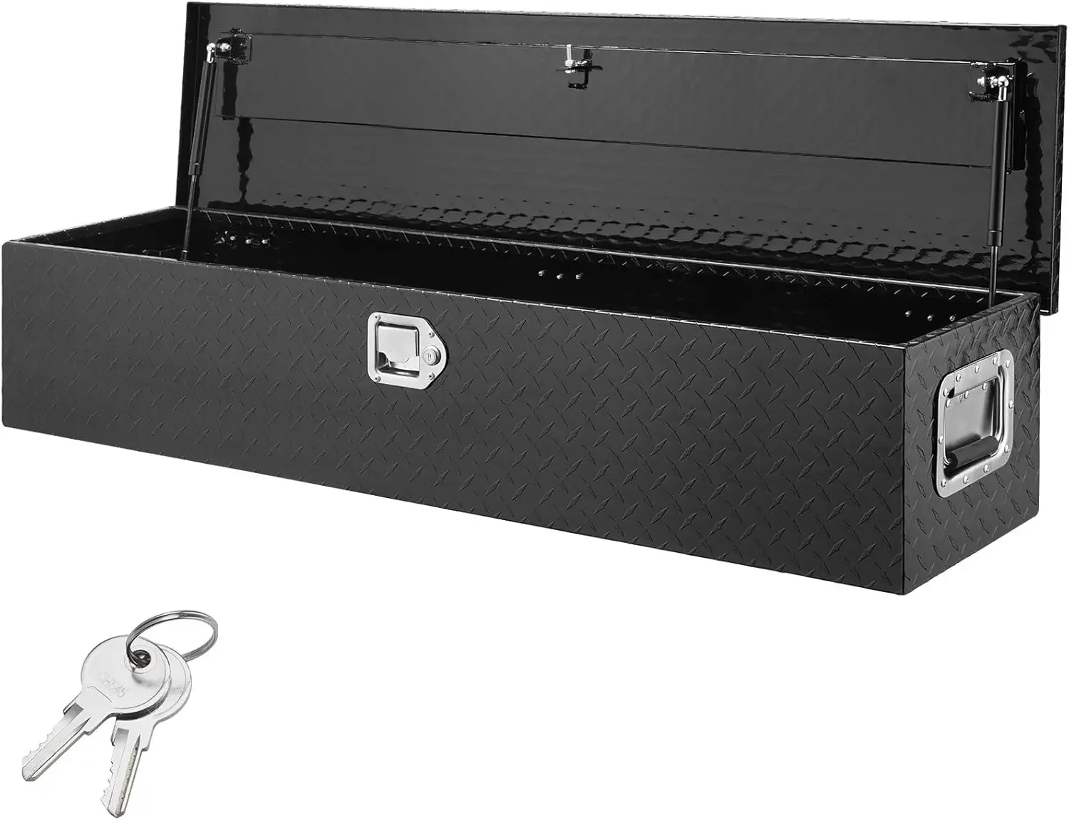 Heavy Duty Aluminum Truck Bed Tool Box, Diamond Plate Tool Box with Side Handle and Lock Keys, Storage Tool Box Chest Box