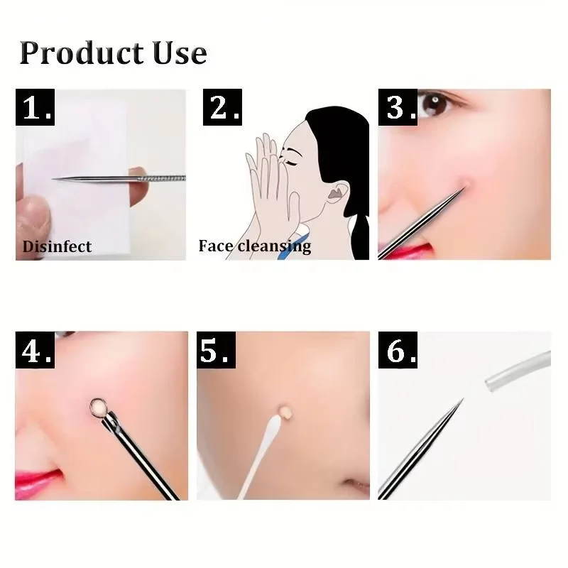 4 stks/8 stks/set Facial Pore Cleaner Lepel Mee-eter Comedo Acne Puistje Comedondrukker Tool Naalden Voor Gezicht huidverzorging Tool