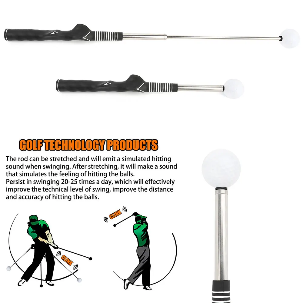 

Golf Swing Trainer Telescopic Swing Click Sound Tempo Anti-slip Grip Beginner Indoor Outdoor Practice Training Aid Correct Stick