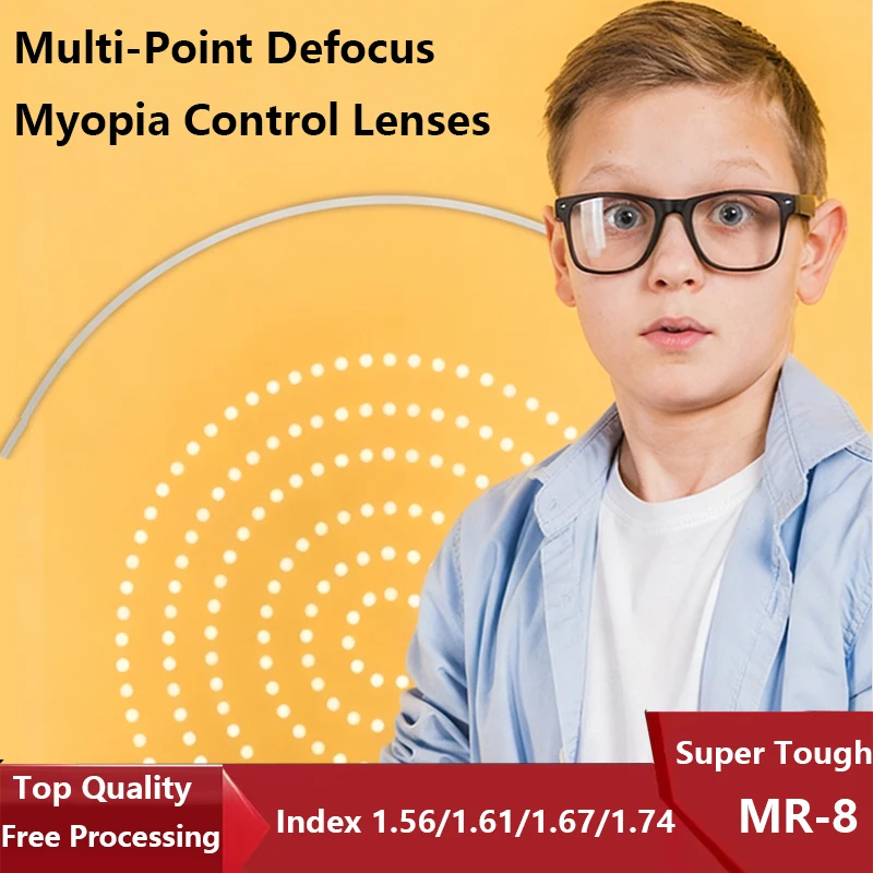 Teenager Myopia Control Lenses 1.56 1.61 1.67 1.74 Anti Blue Light Multi Point Defocus Prescription Lens Children Optical Glass
