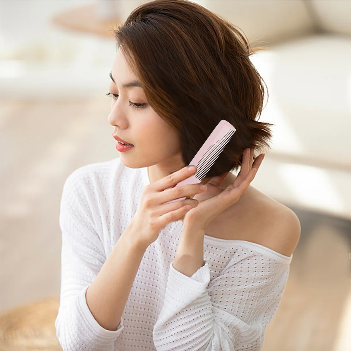 

2Pcs Fine Tooth Anti-Static Hair Comb Salon Barber Hairdressing Tool Household Styling Comb Combs for Women Combs for Women