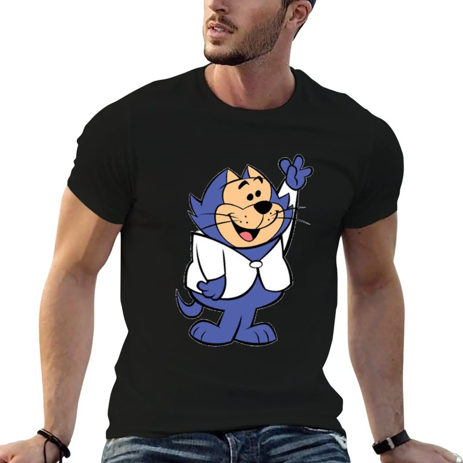 Top Cat And Benny The Ball Yellow T-Shirt Big Size Simple T-Shirt