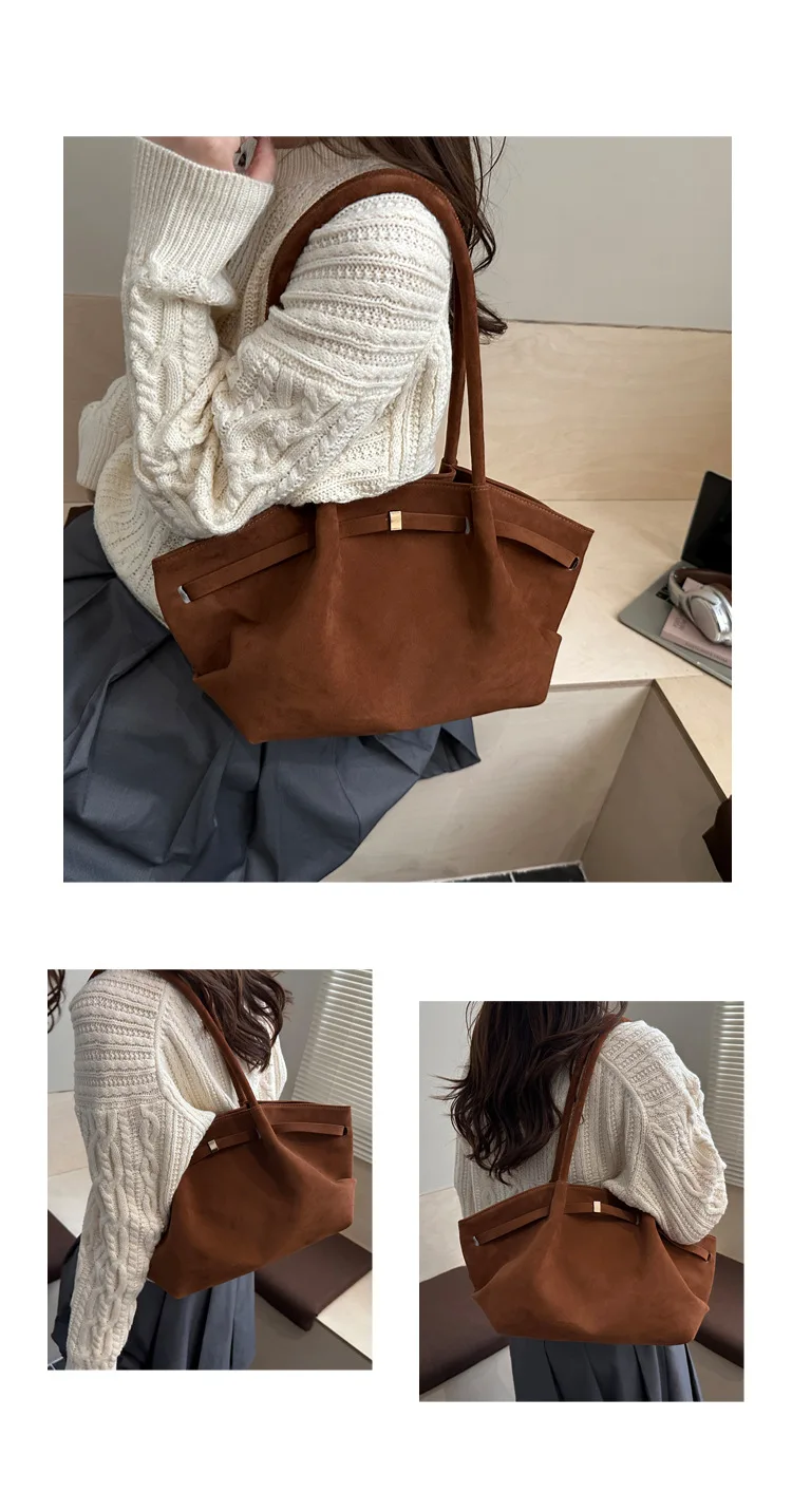 Frauen Faux Wildleder Schulter Tasche Casual Tote Handtasche Unterarm Eimer Geldbörse Herbst Täglichen Mode Luxus Tasche Guangzhou Hohe Qualität Tasche – Detail 26