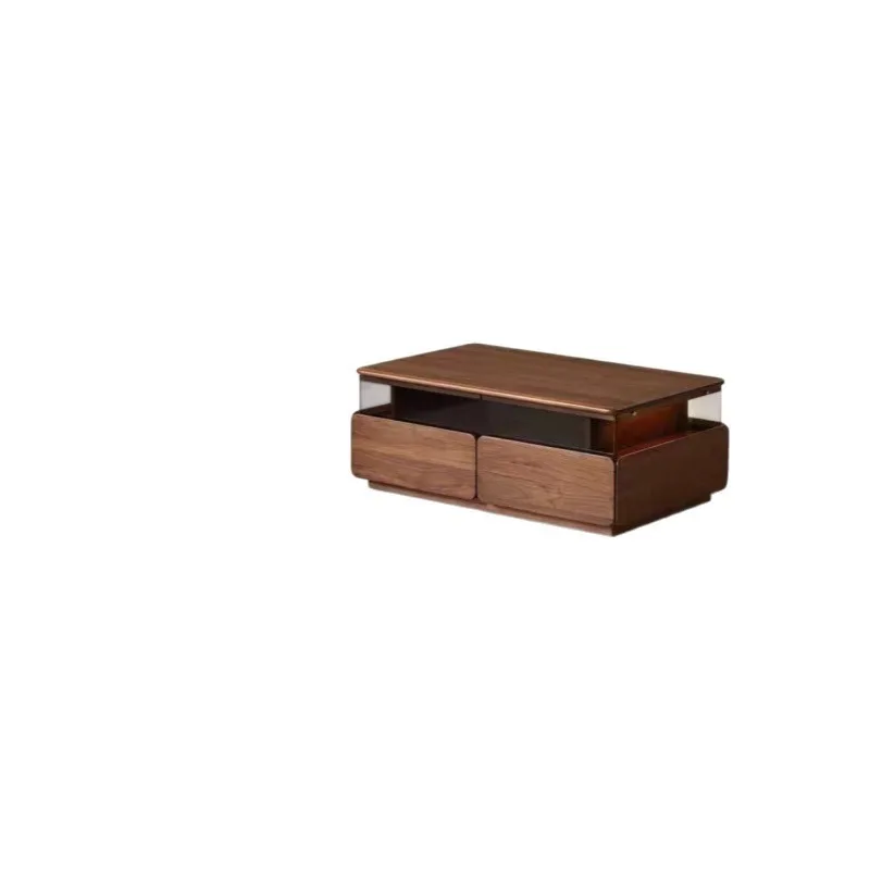 Coffee table solid wood coffee table living room retro black walnut multi-functional table