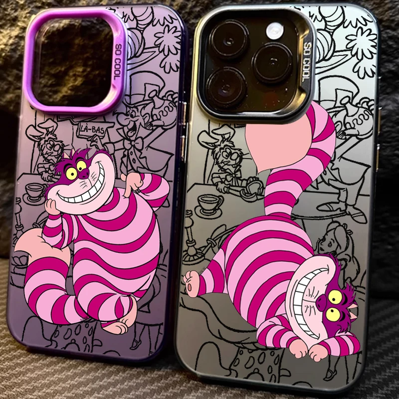 Cat Cheshire Disney Alice For Apple iPhone 15 14 13 12 11 XS XR X Pro Max Plus Colorful Silver Mobile Cover Phone Case