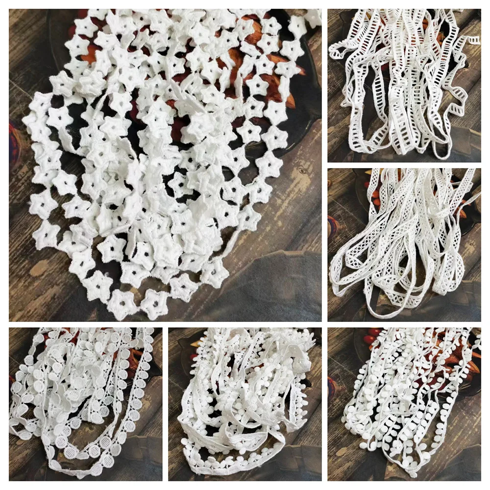 5 yards Lolita Crafts Lace Fabric Ivory Trim 100% Cotton Crocheted Ribbon for DIY Apparel Sewing Handmade Hobbies Accessory